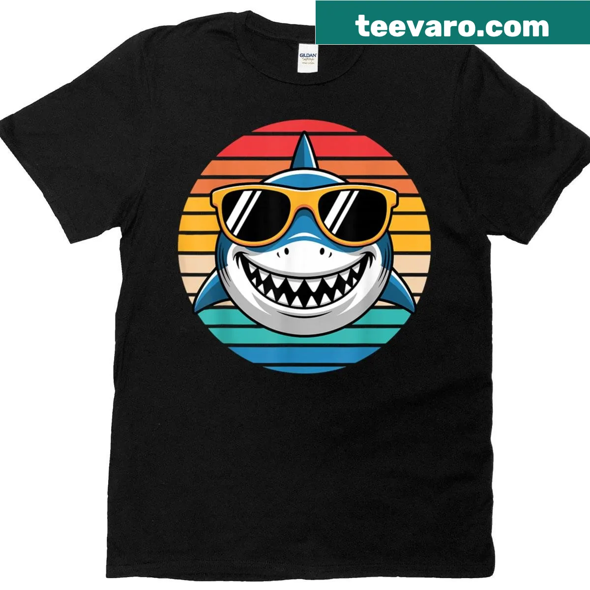 Cartoon shark graphic on a novelty T-shirt for shark lovers. — on a men's t-shirt