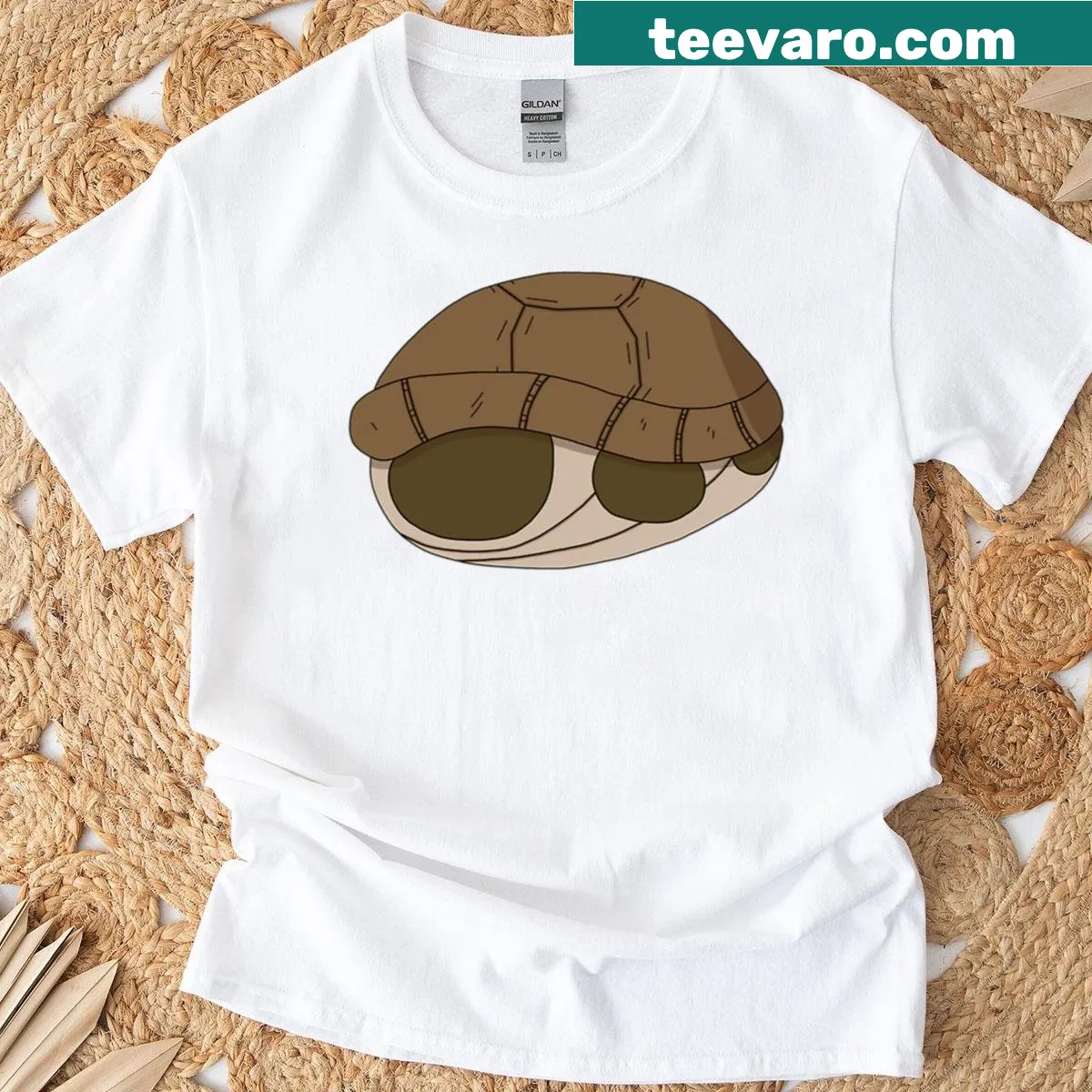 Cute turtle peeking out of its shell for Halloween on a T-shirt — on a men's t-shirt