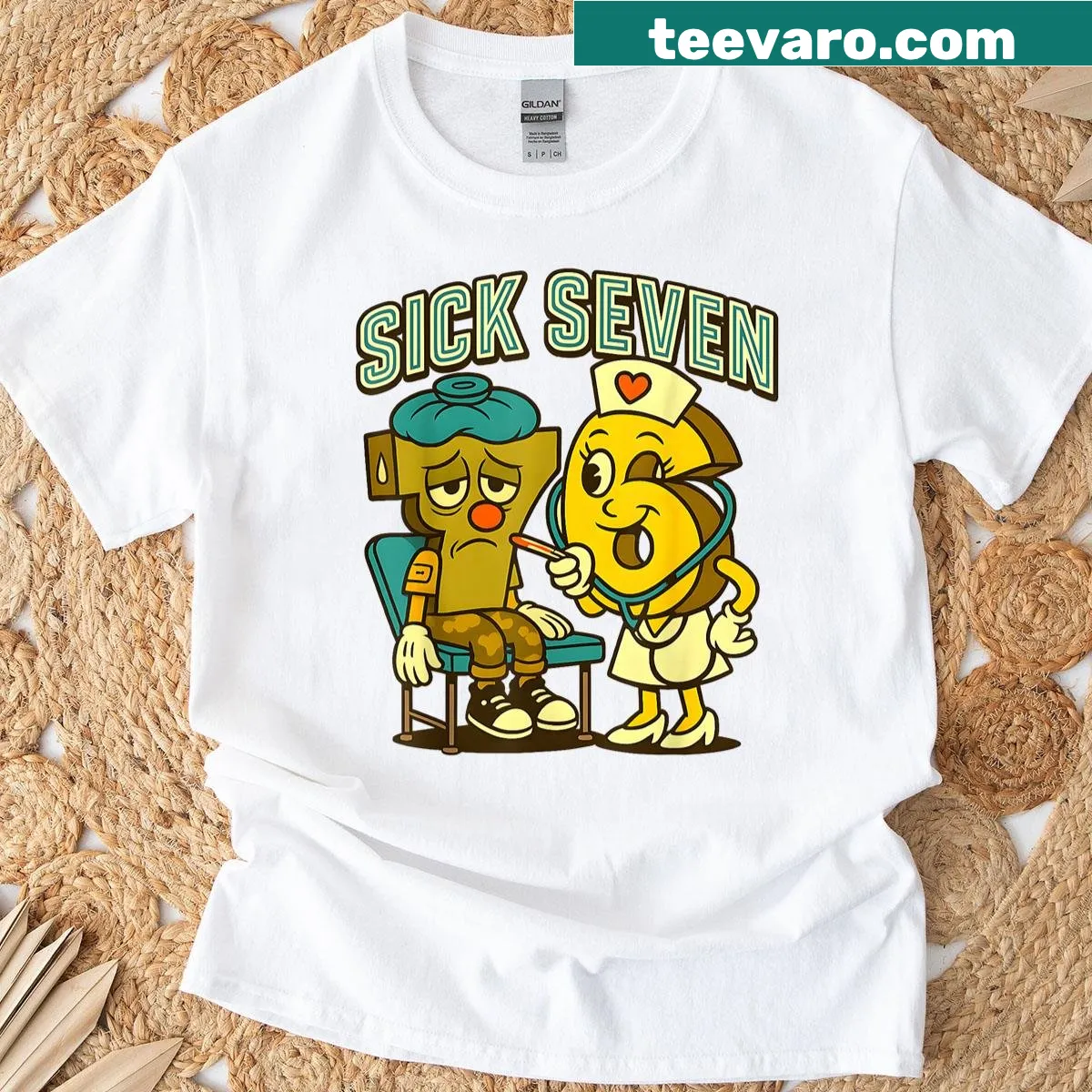 Halloween t-shirt featuring Sick 7 meme and nurse humor — on a men's t-shirt