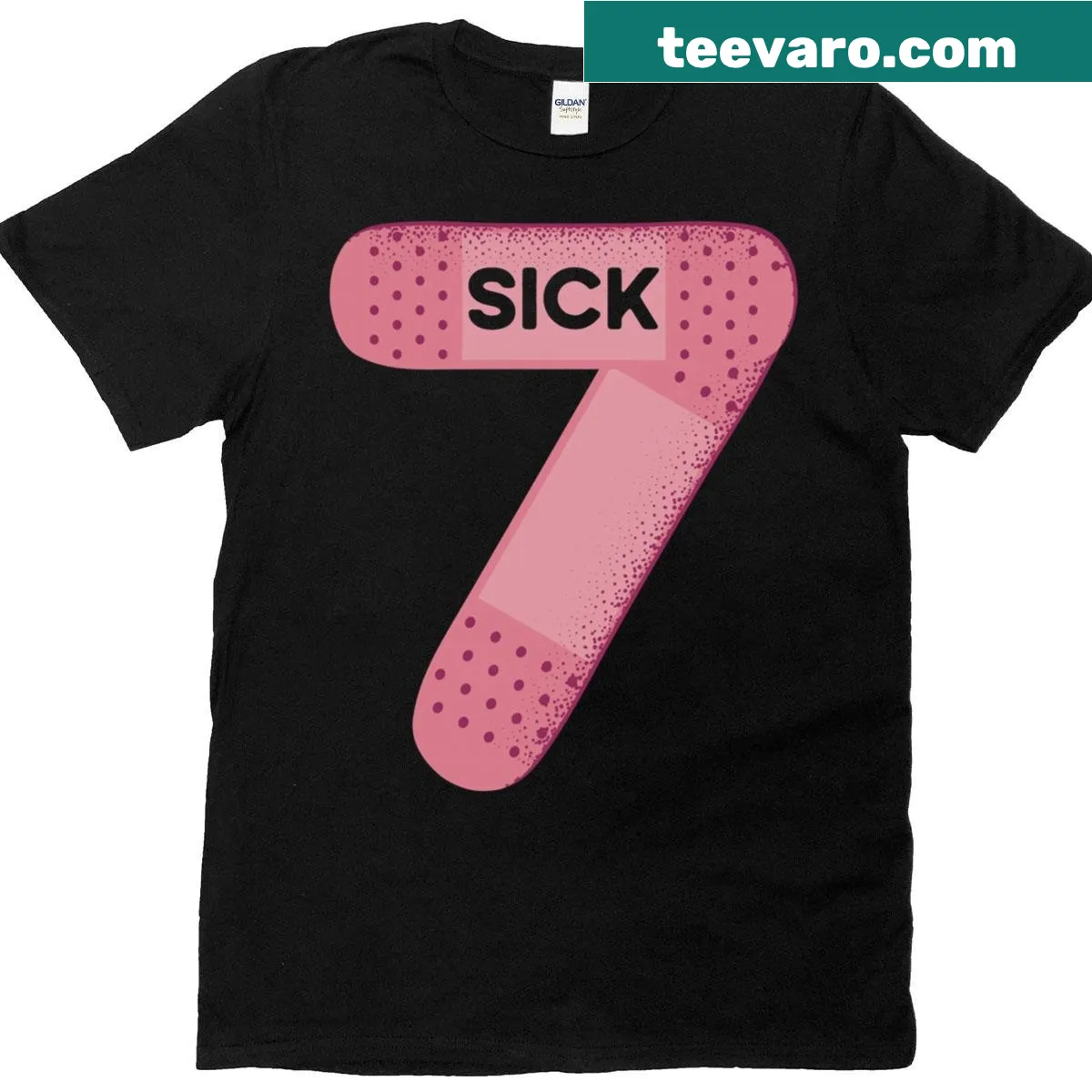 Funny birthday T-shirt with 'Sick Seven' text design — on a men's t-shirt