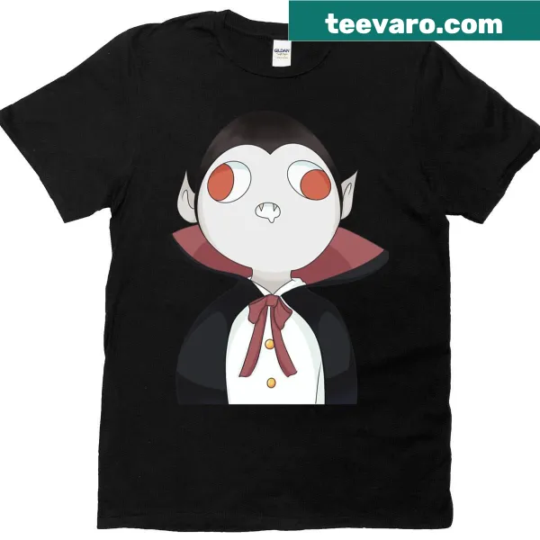 Cartoon silly vampire graphic on a t-shirt