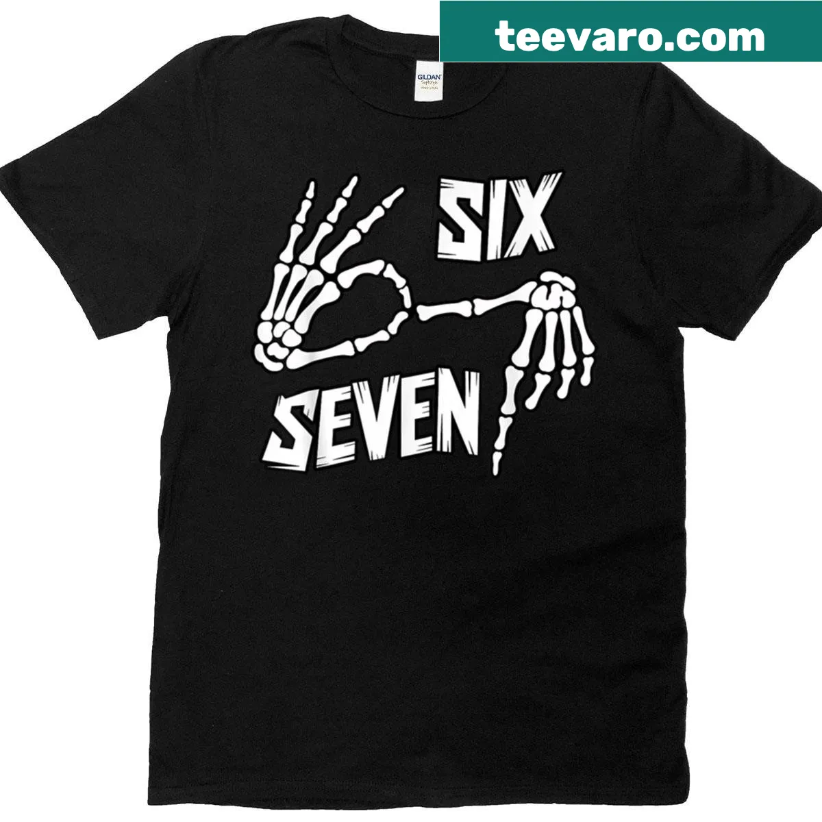 Cartoon skeleton hands meme graphic on a kids t-shirt — on a men's t-shirt
