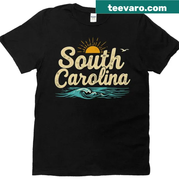 Illustration of a South Carolina beach sunset on a T-shirt