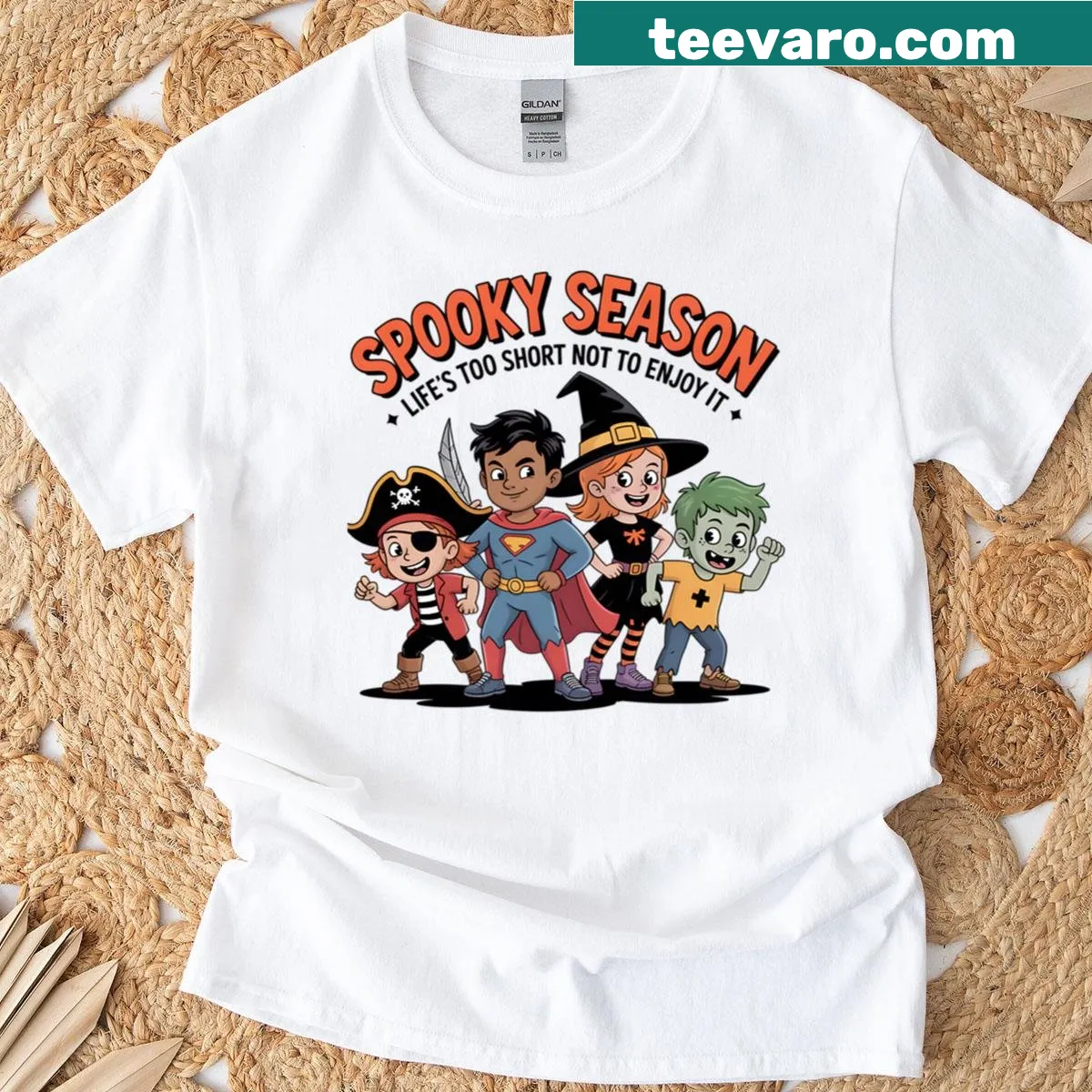Fun Halloween t-shirt with a playful phrase about enjoying life — on a men's t-shirt