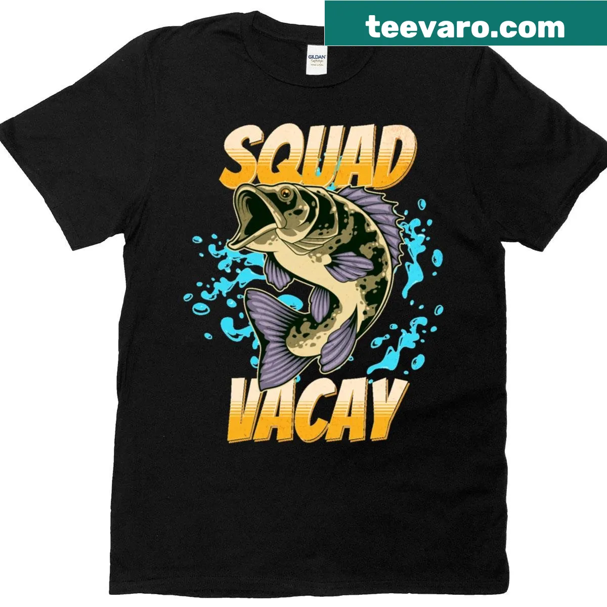 Illustrated family fishing scene on a summer vacation t-shirt. — on a men's t-shirt
