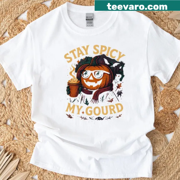 Funny pumpkin spice coffee design with the phrase Stay Spicy My Gourd