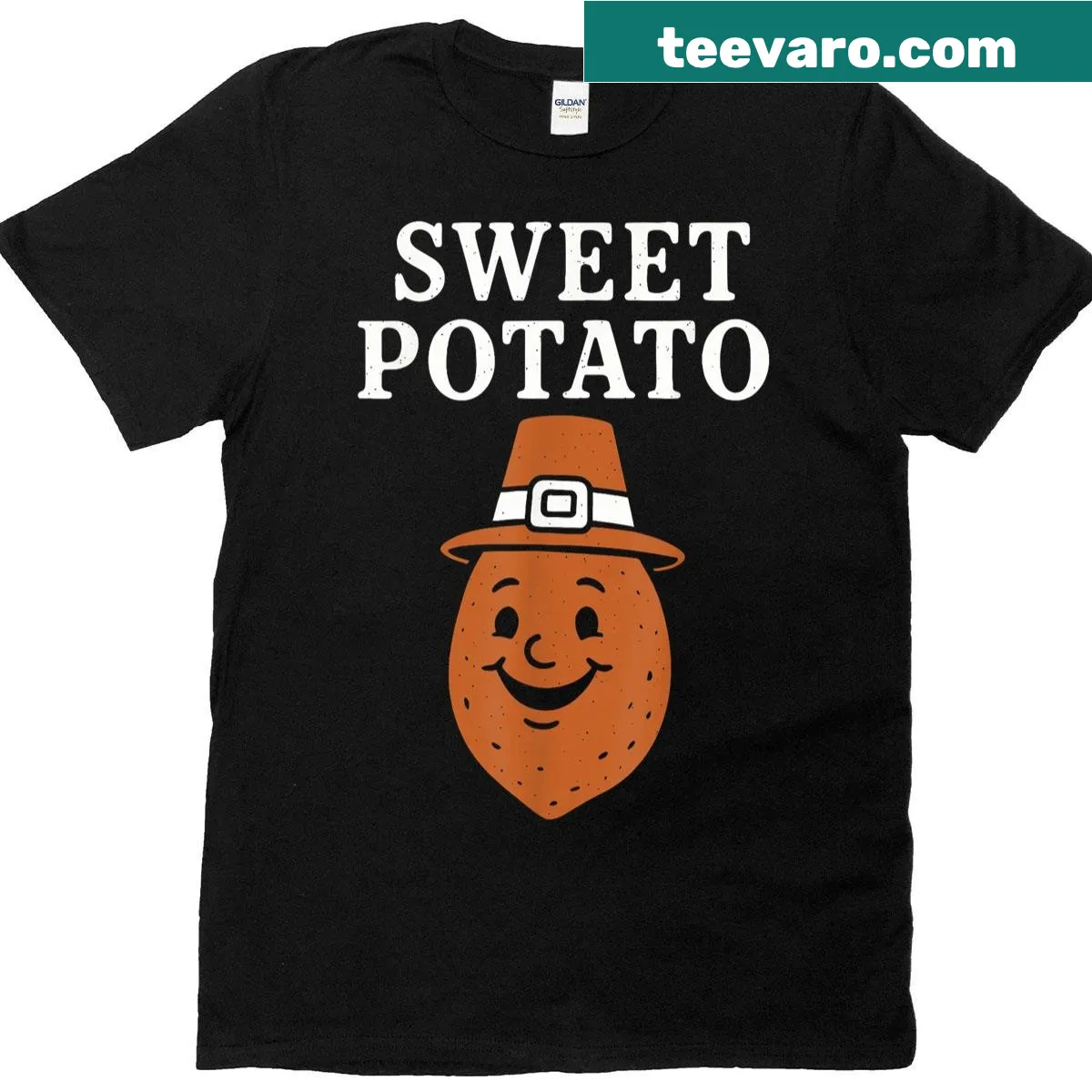 Funny graphic tee with sweet and rude cartoon potatoes — on a men's t-shirt