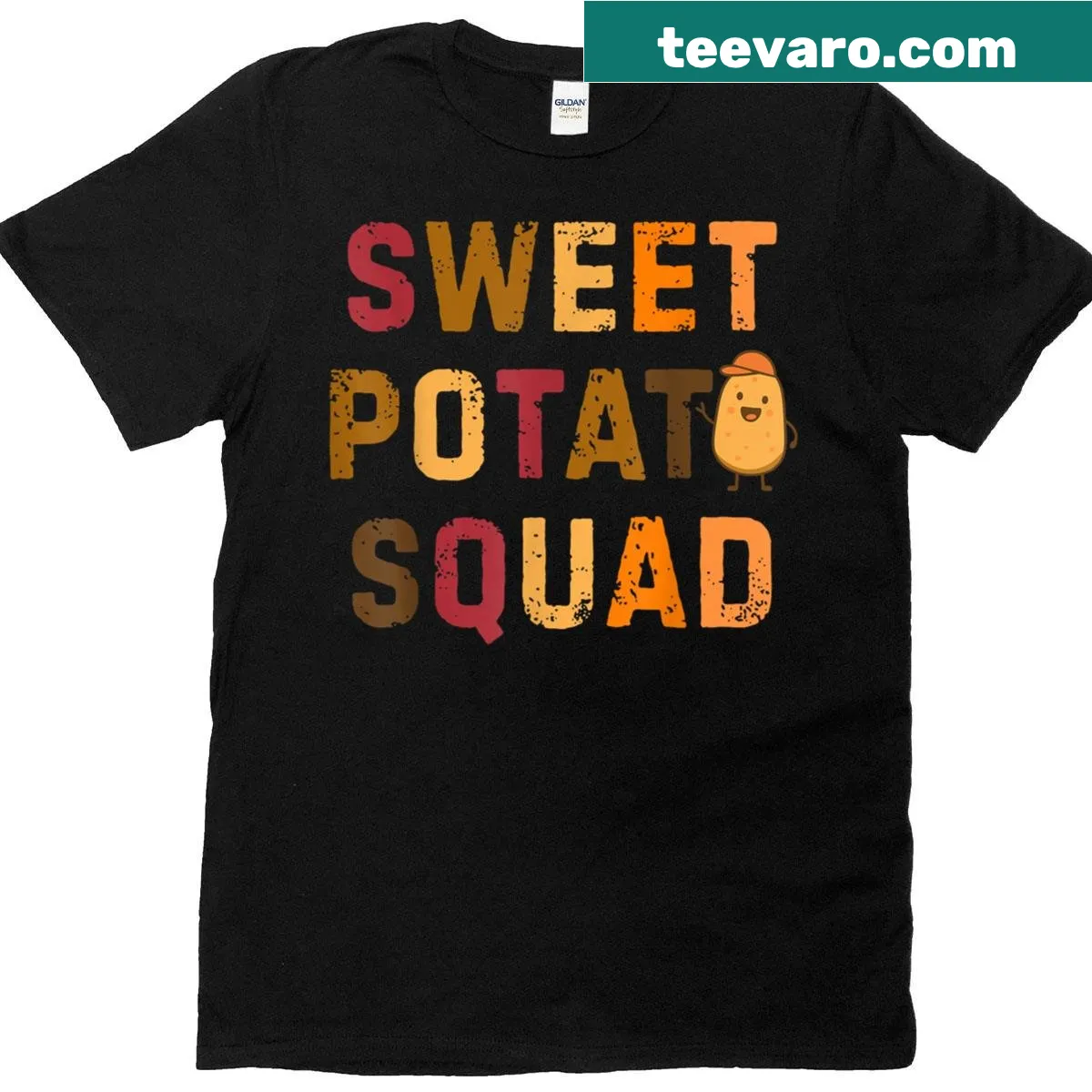Cute vegetable-themed t-shirt with grouchy sweet potatoes for kids — on a men's t-shirt