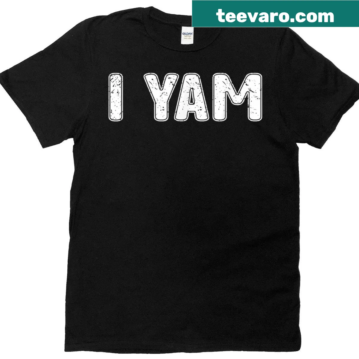 Matching couples T-shirt with Sweet Potato Yes I Yam text. — on a men's t-shirt
