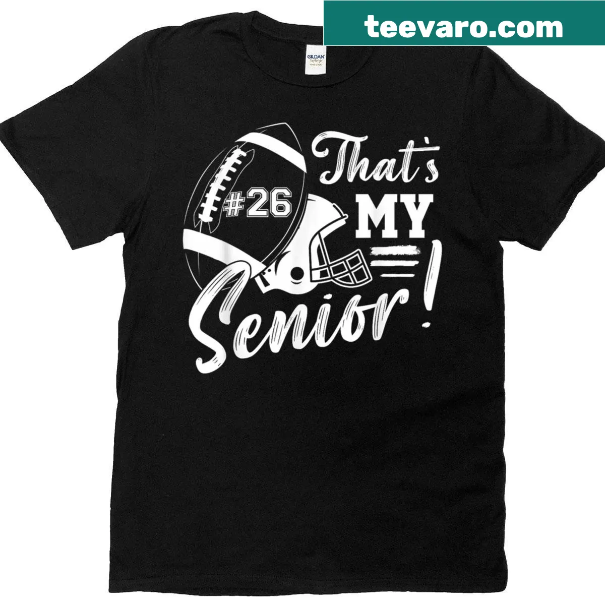 Football mom T-shirt with senior football number 26 — on a men's t-shirt