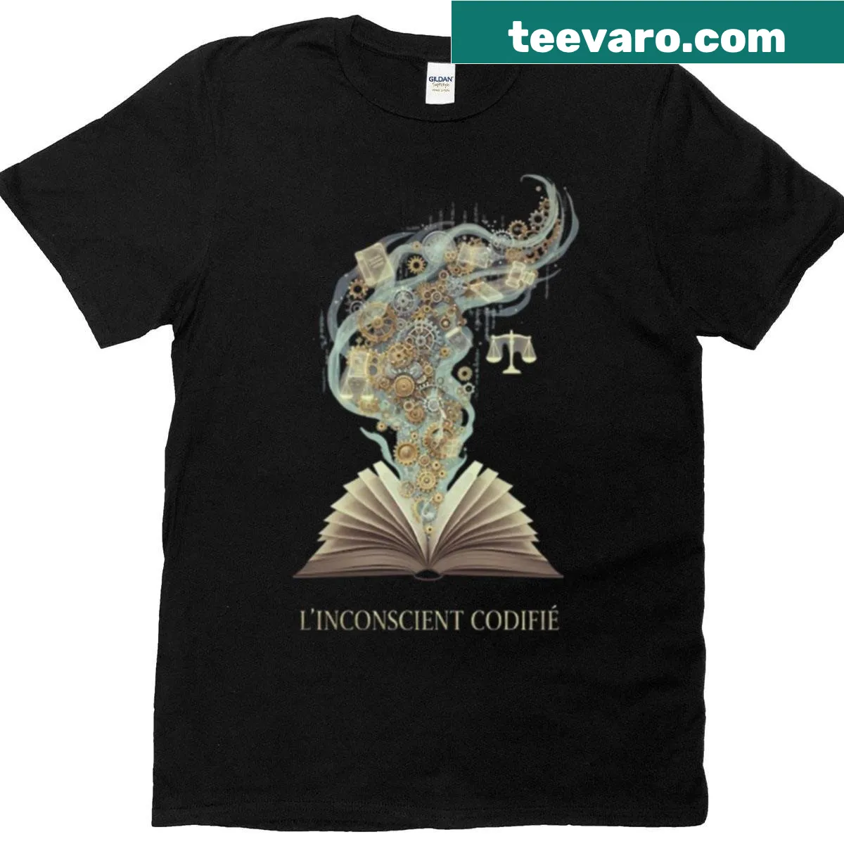 Steampunk brain design illustrating psychological concepts — on a men's t-shirt