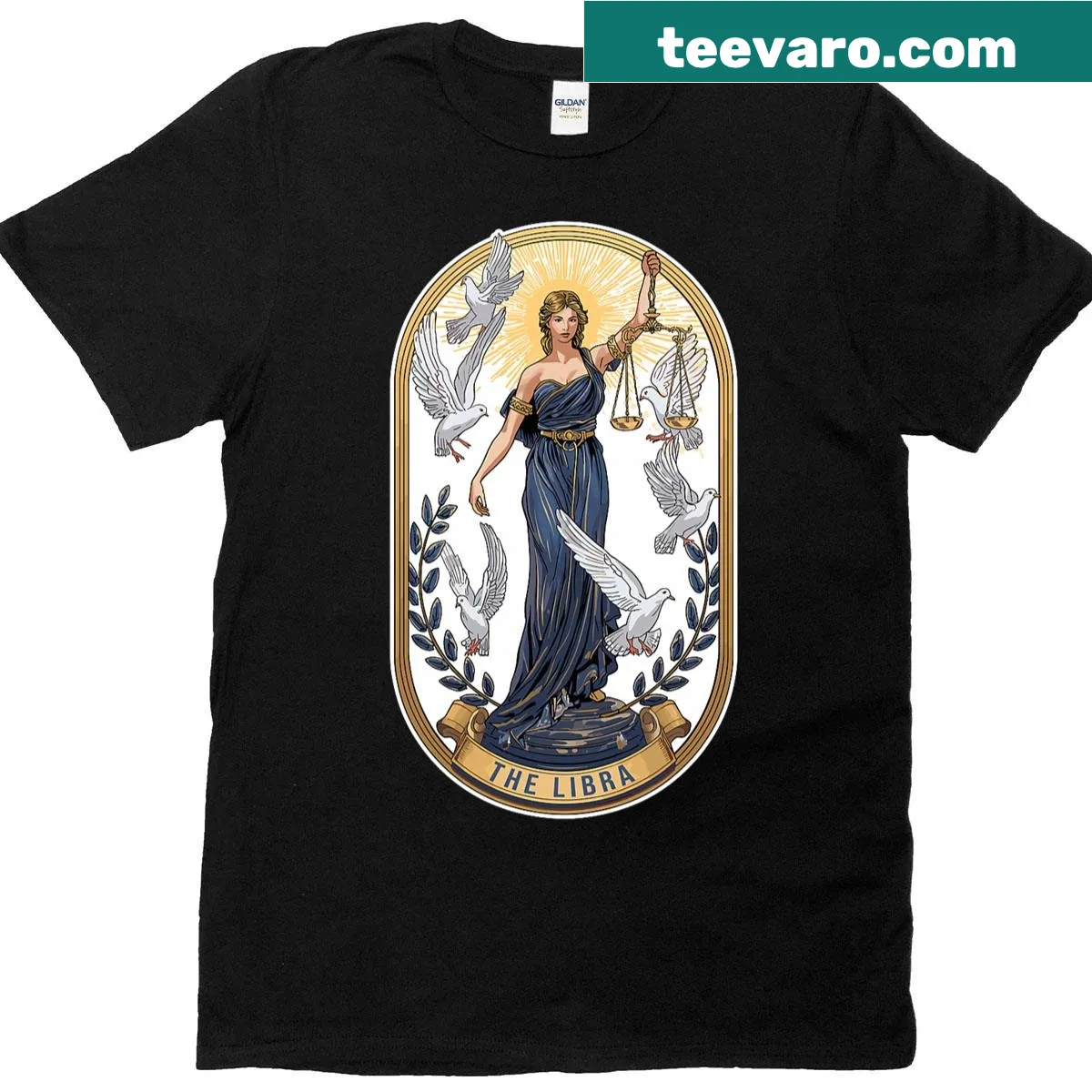 Libra zodiac symbol on a T-shirt for astrology enthusiasts — on a men's t-shirt