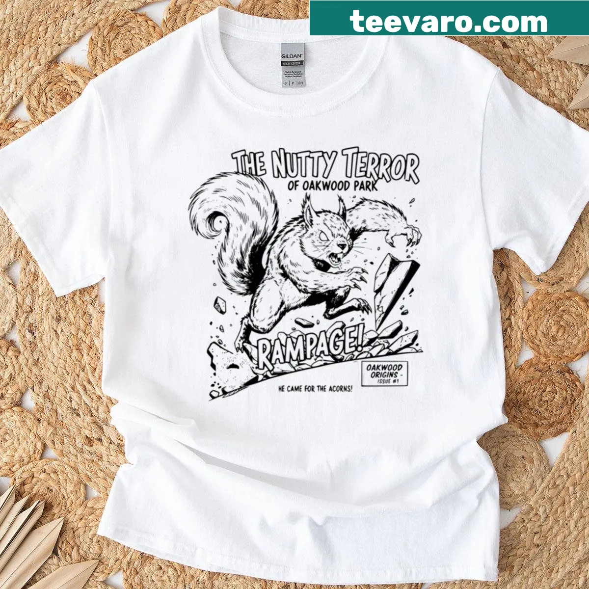 Vintage black t-shirt featuring 'The Nutty Terror' graphic — on a men's t-shirt