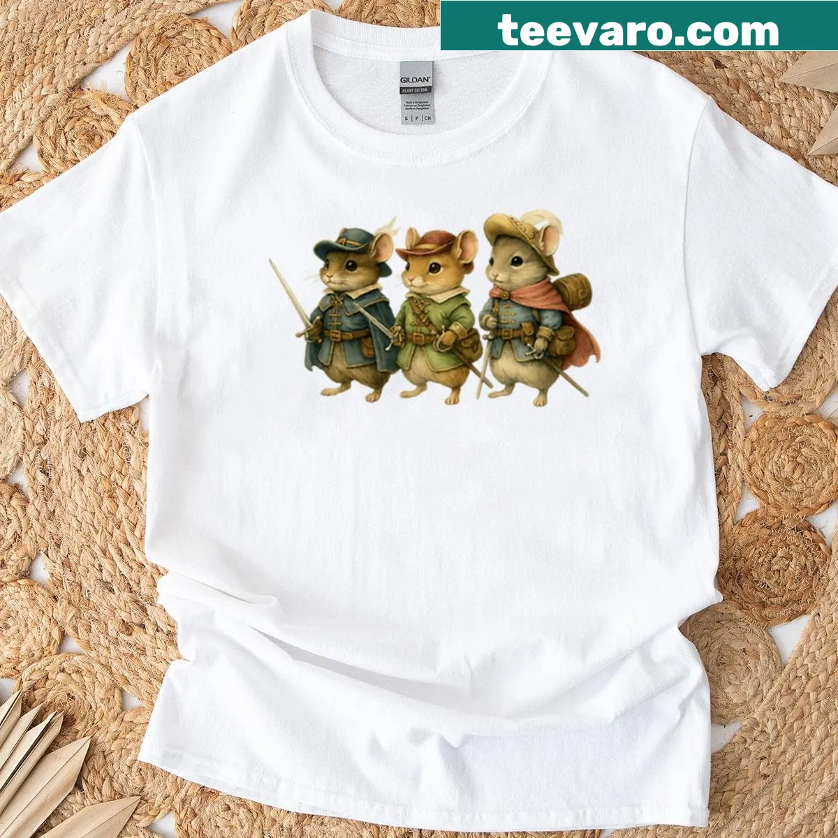Children's T-shirt featuring a vintage illustration of the Three Musketeers — on a men's t-shirt