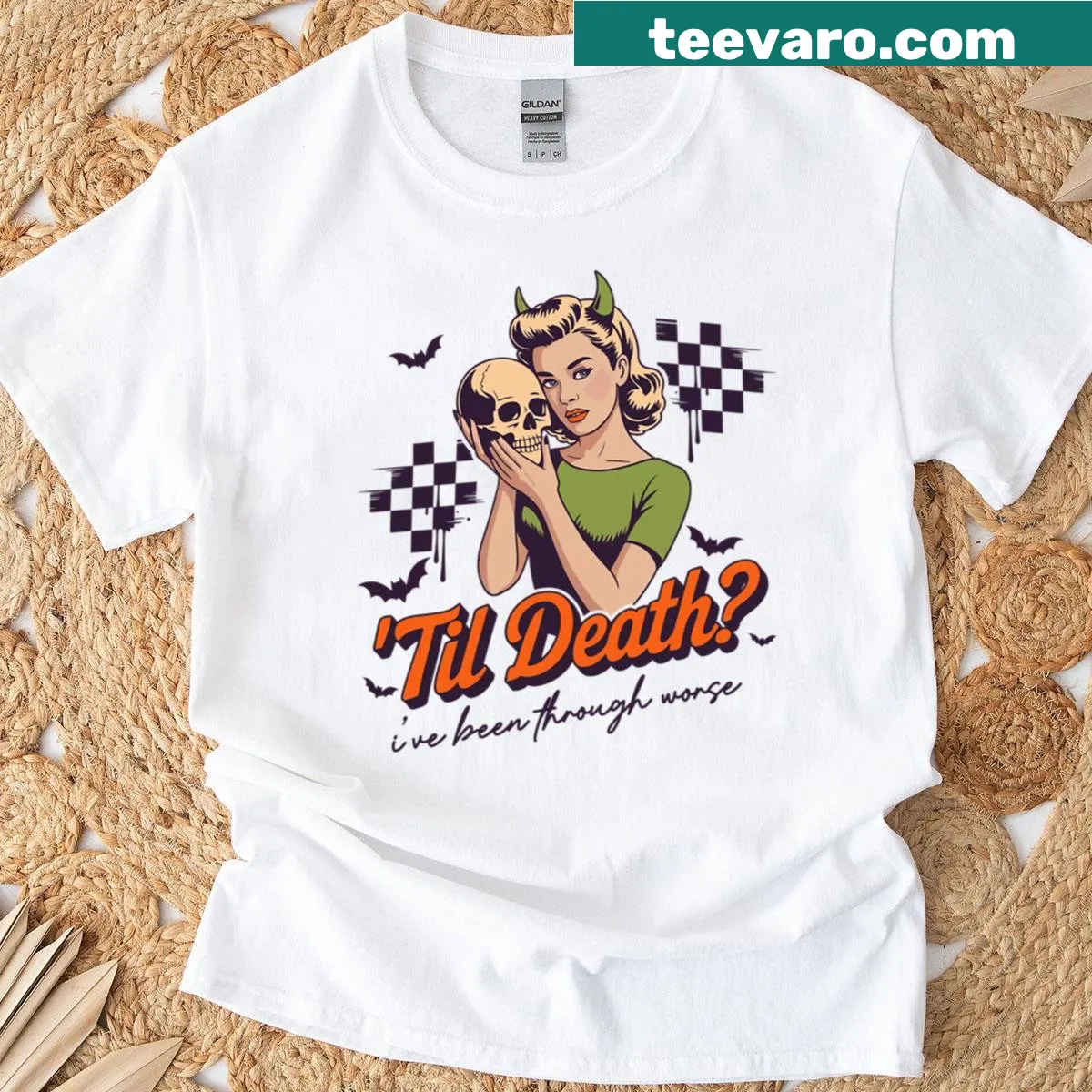 Funny slogan shirt about enduring life's challenges — on a men's t-shirt