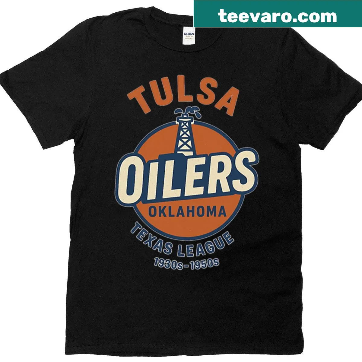 Vintage Tulsa Oilers baseball logo t-shirt from the 1930s-1950s — on a men's t-shirt