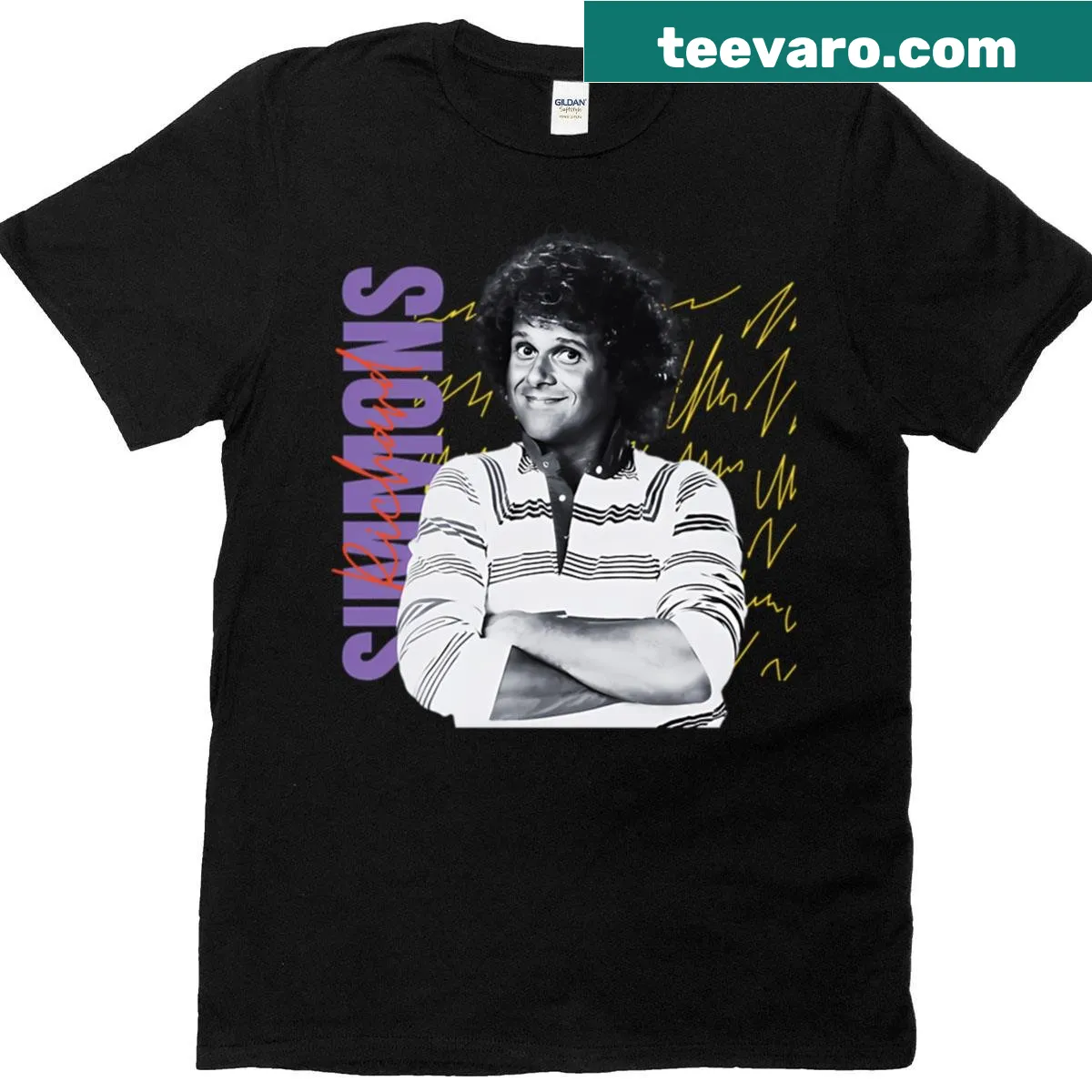 Vintage distressed T-shirt celebrating 80s American comedy shows. — on a men's t-shirt