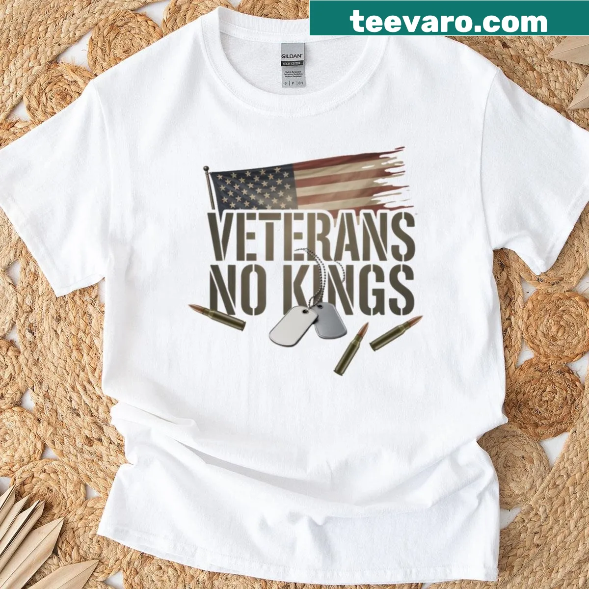 Patriotic veterans tribute design with USA flag on a t-shirt — on a men's t-shirt