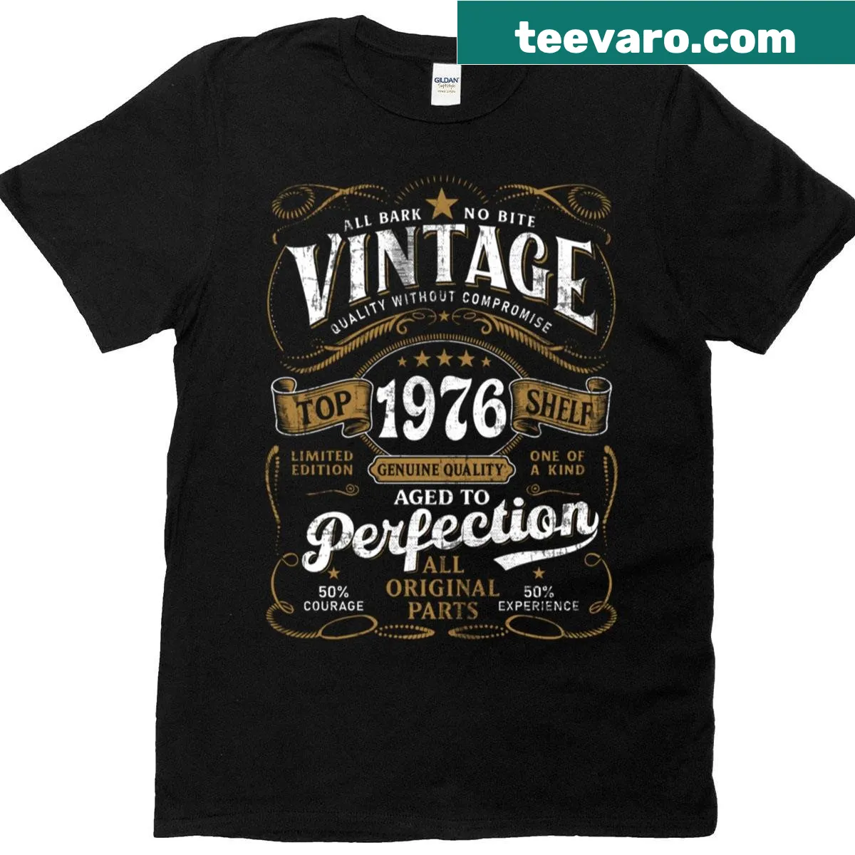 Vintage-style T-shirt celebrating 50th birthday for 1976 born — on a men's t-shirt