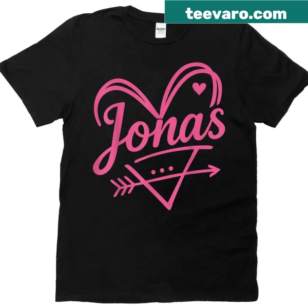 Vintage t-shirt featuring the name Jonas with heart and arrow design