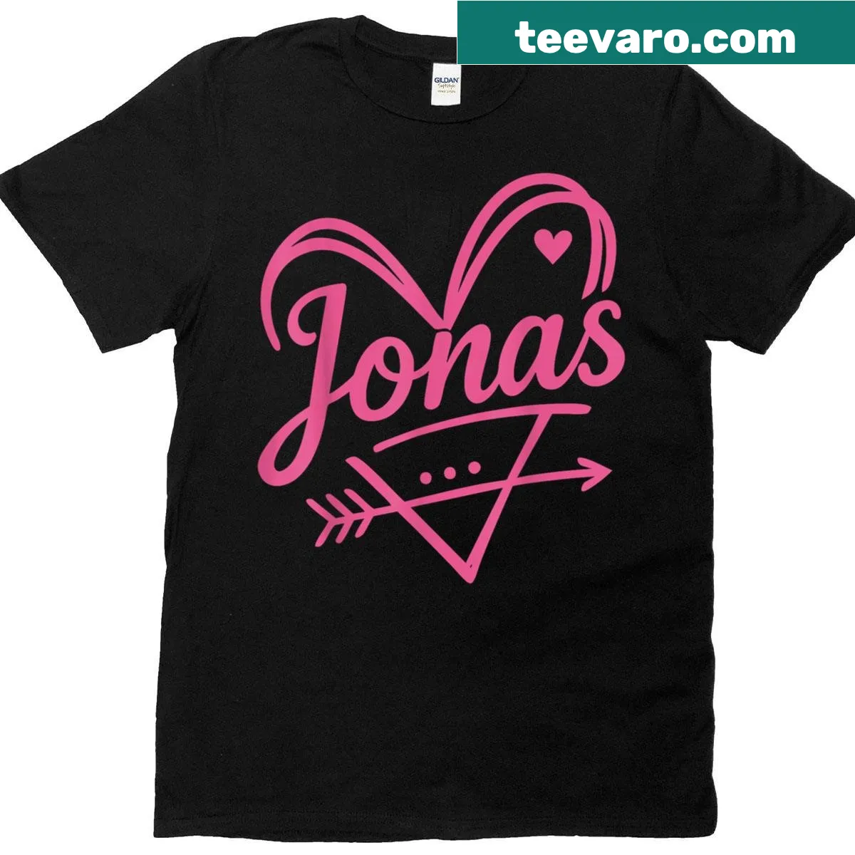 Vintage t-shirt featuring the name Jonas with heart and arrow design — on a men's t-shirt