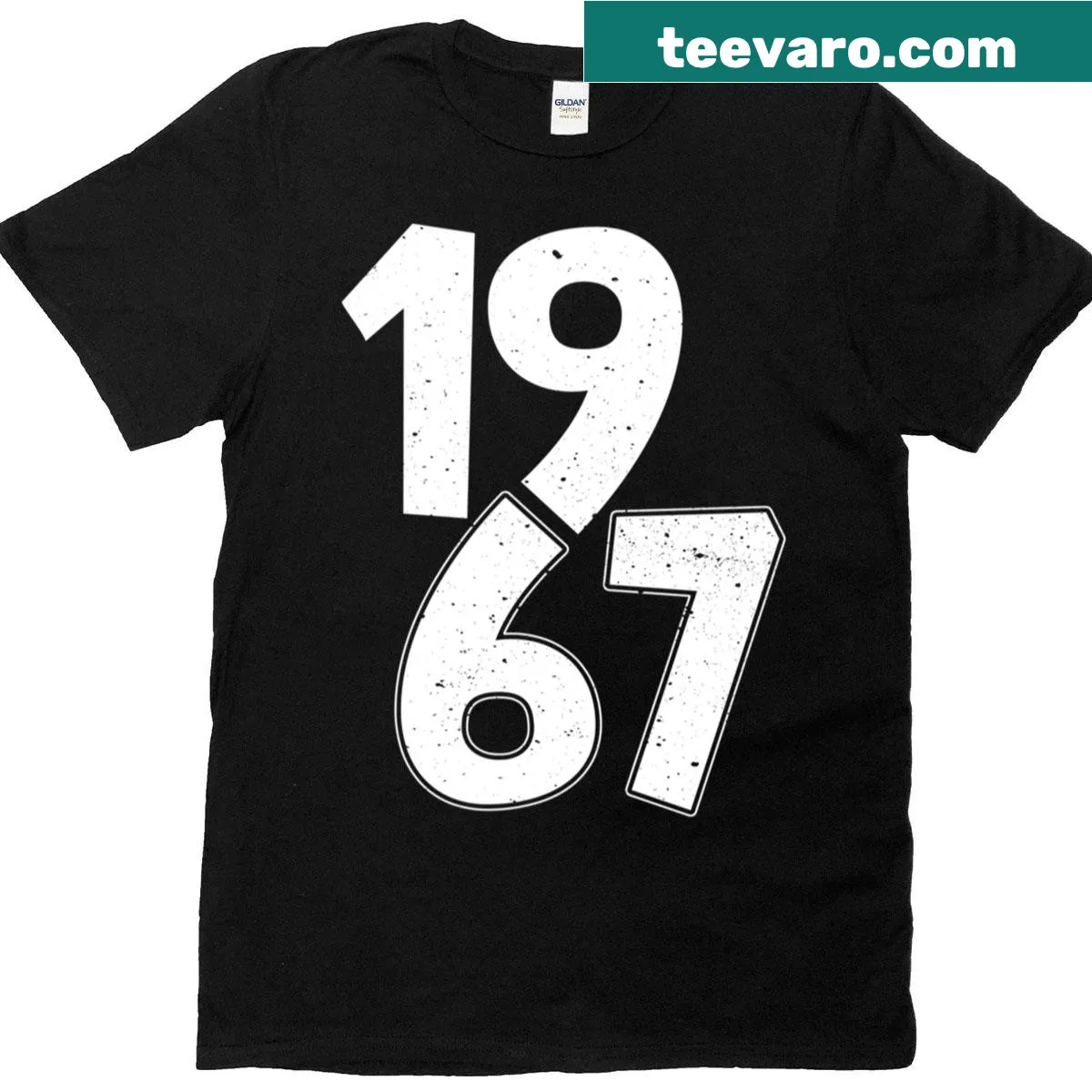 Oversized vintage t-shirt with grunge numbers '1967' — on a men's t-shirt