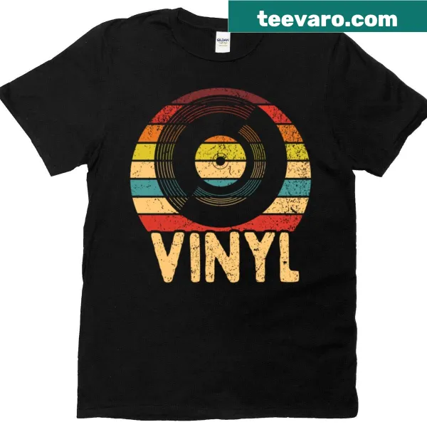 Vintage-style vinyl record graphic on shirt
