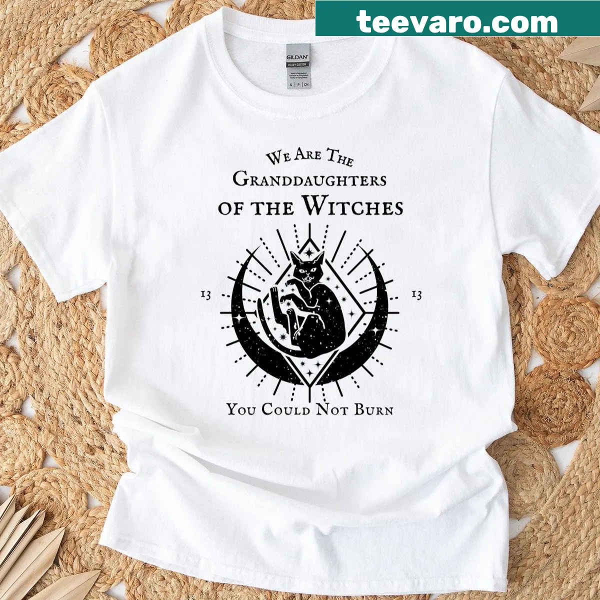 Empowering witch-themed graphic on a proud statement t-shirt — on a men's t-shirt