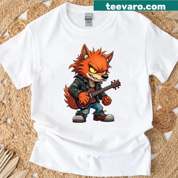 Illustrated t-shirt featuring a fierce werewolf with wild orange fur