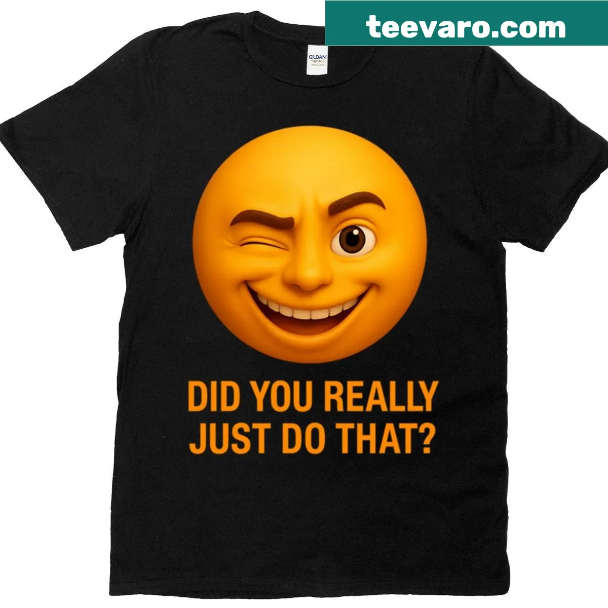 Winking emoji meme reaction design on a playful T-shirt — on a men's t-shirt