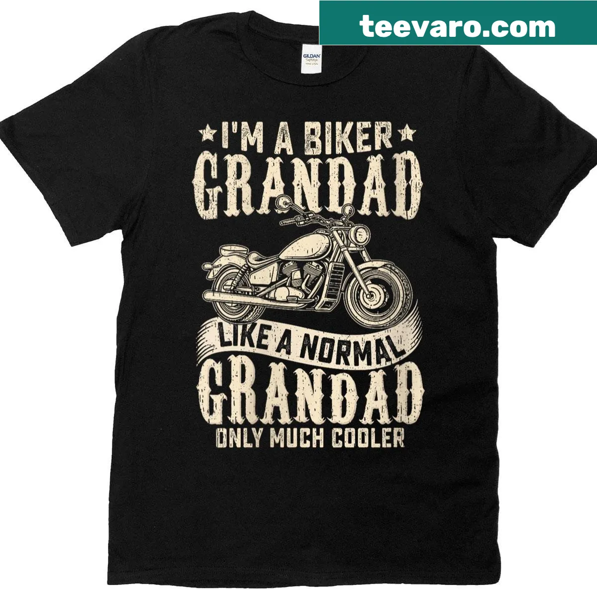 Cute biker grandad t-shirt celebrating best grandpa — on a men's t-shirt