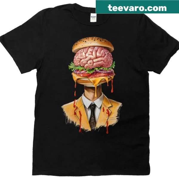 Oversized t-shirt featuring a zombie with a burger head