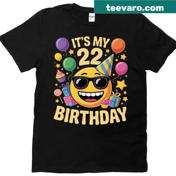 Typography T-shirt marking 22nd birthday celebration.