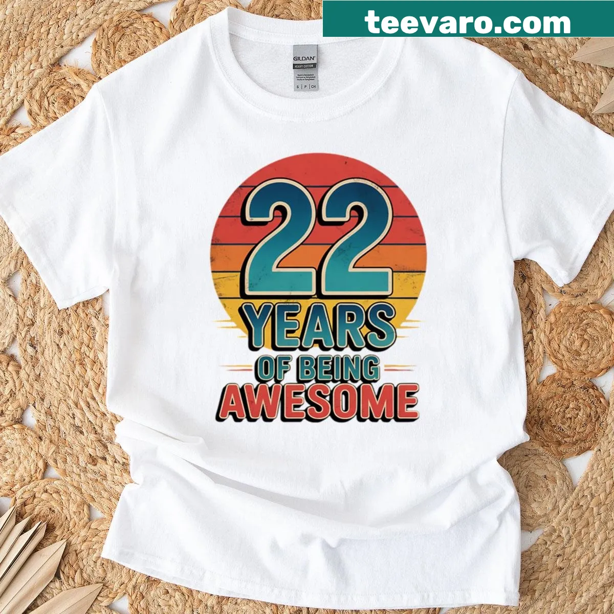 Celebratory t-shirt for 22nd birthday with festive graphic — on a men's t-shirt