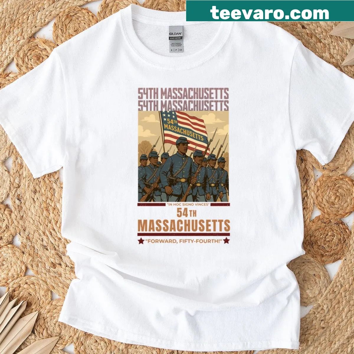 Illustration of the 54th Massachusetts Regiment on a T-shirt — on a men's t-shirt