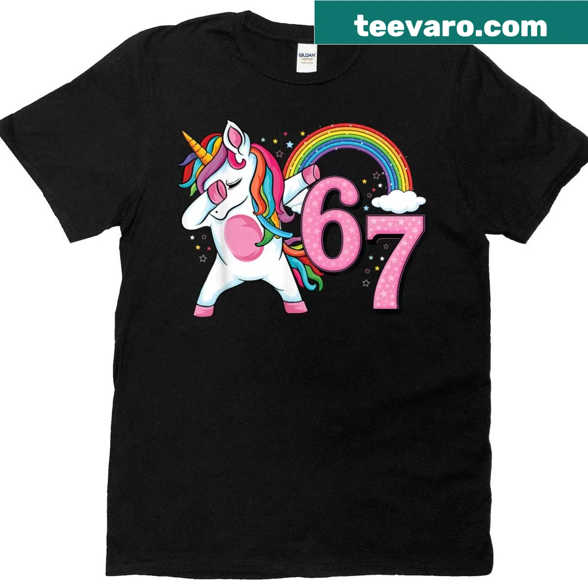 Dabbing unicorn graphic on T-shirt for kids. — on a men's t-shirt
