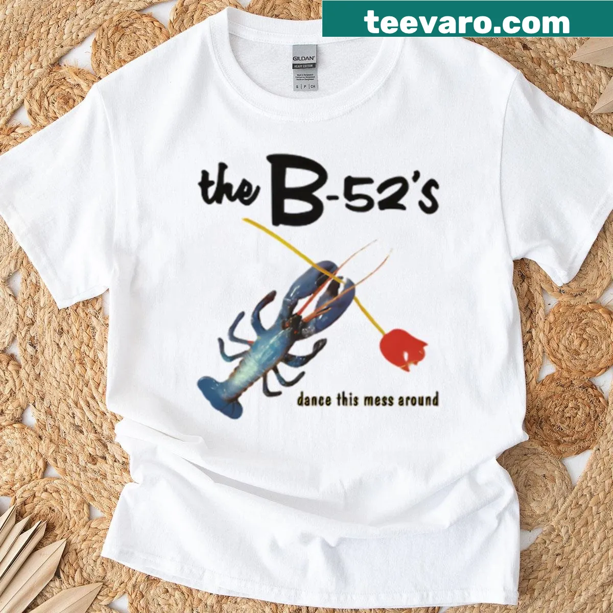 Retro T-shirt with 'Dance This Mess Around' text from B-52s — on a men's t-shirt