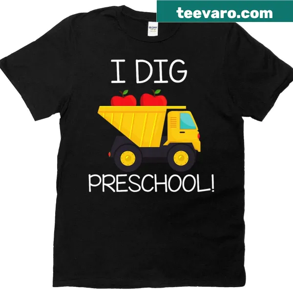 Children's T-shirt with dump truck graphic for preschoolers.