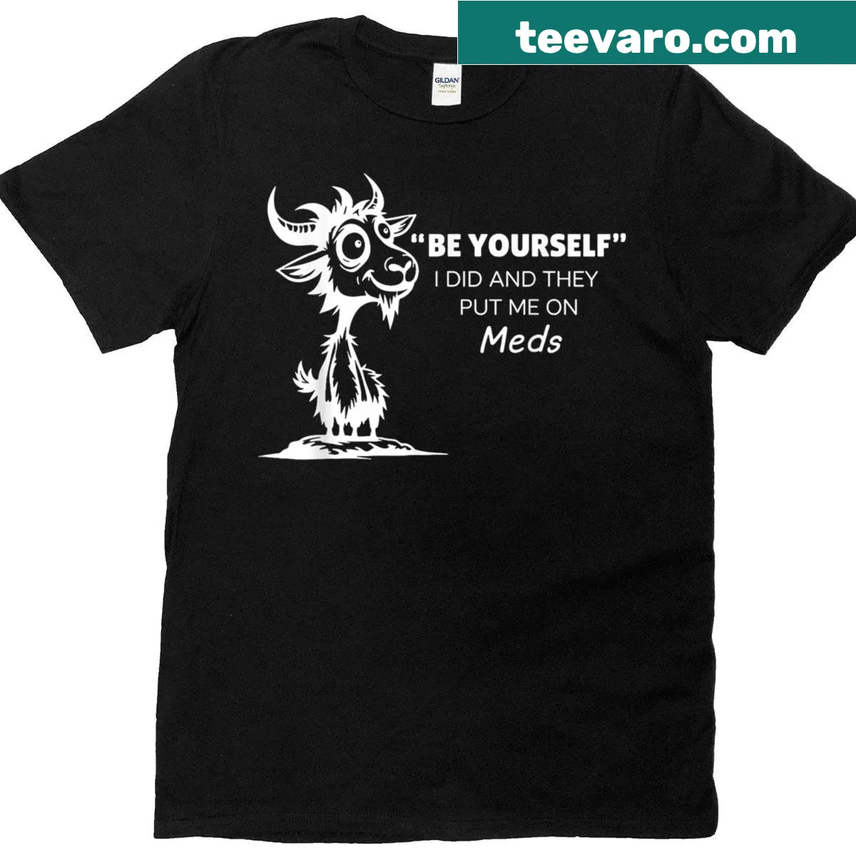 Bold typography with humorous statement about being yourself — on a men's t-shirt