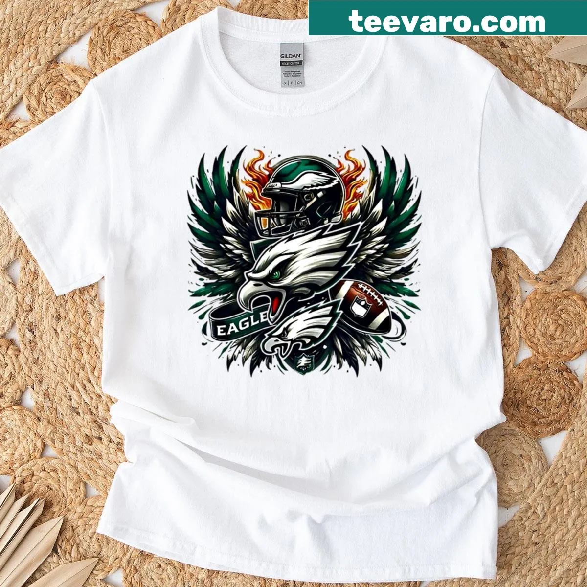 Football-themed shirt with a bird gang design — on a men's t-shirt