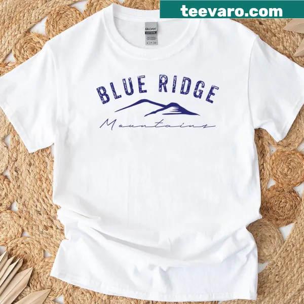 Scenic Blue Ridge Mountains graphic on a hiking t-shirt
