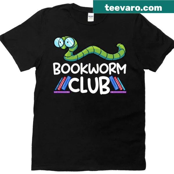 Cute T-shirt featuring a cartoon bookworm design for reading lovers