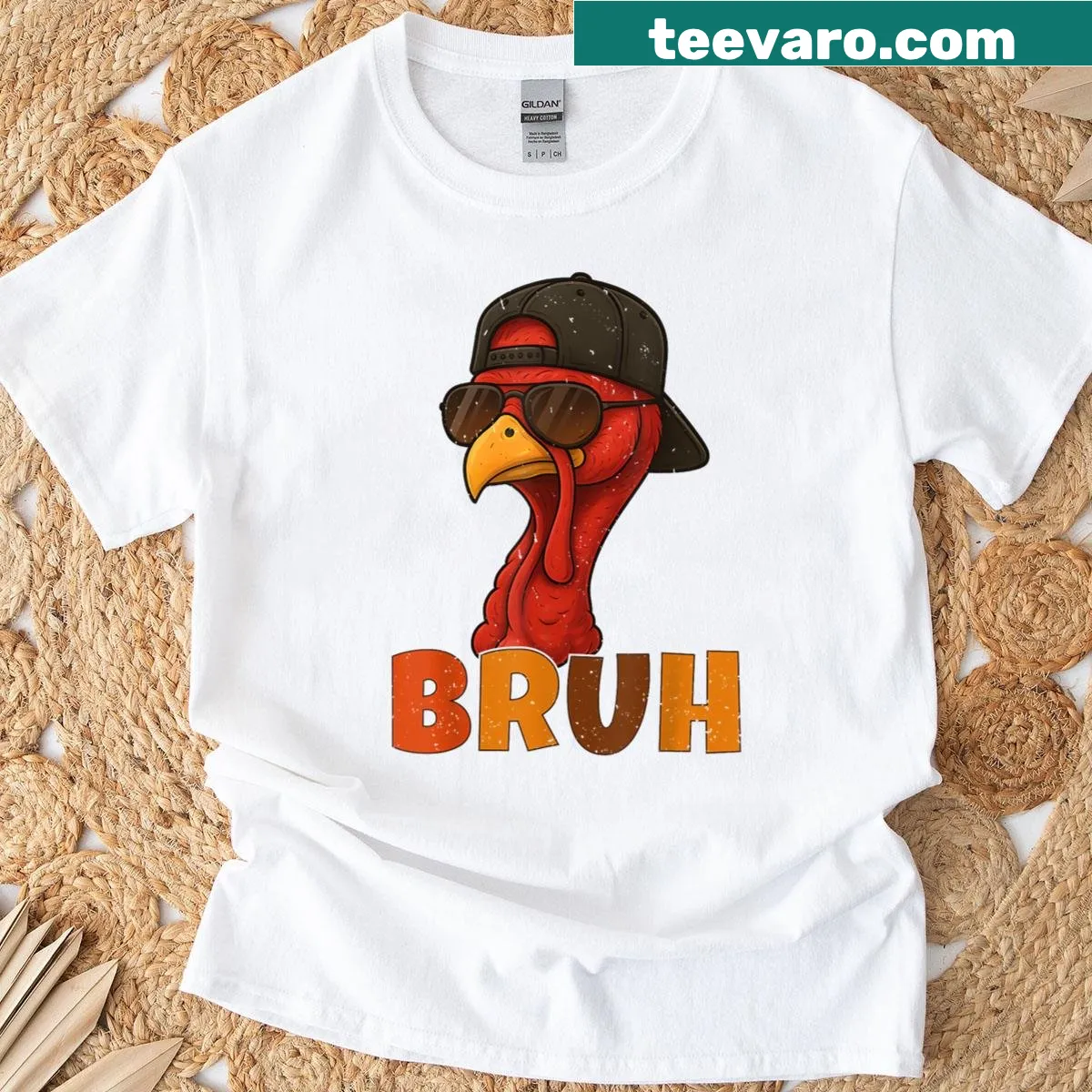 Funny 'Bruh' text design for Thanksgiving on a unisex t-shirt — on a men's t-shirt