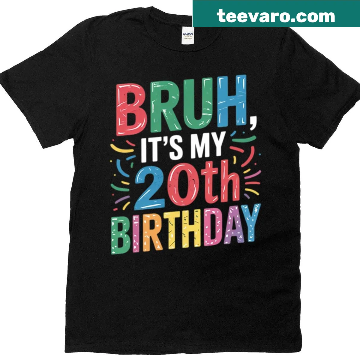 Funny birthday T-shirt stating 'Bruh It's My 20th Birthday' — on a men's t-shirt
