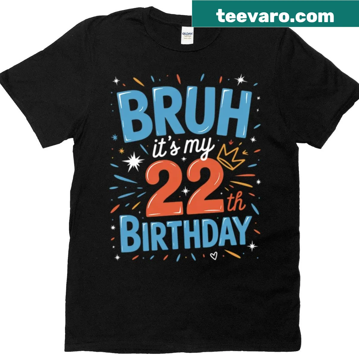Funny T-shirt celebrating turning 22 with 'Bruh It's My 22th Birthday' — on a men's t-shirt