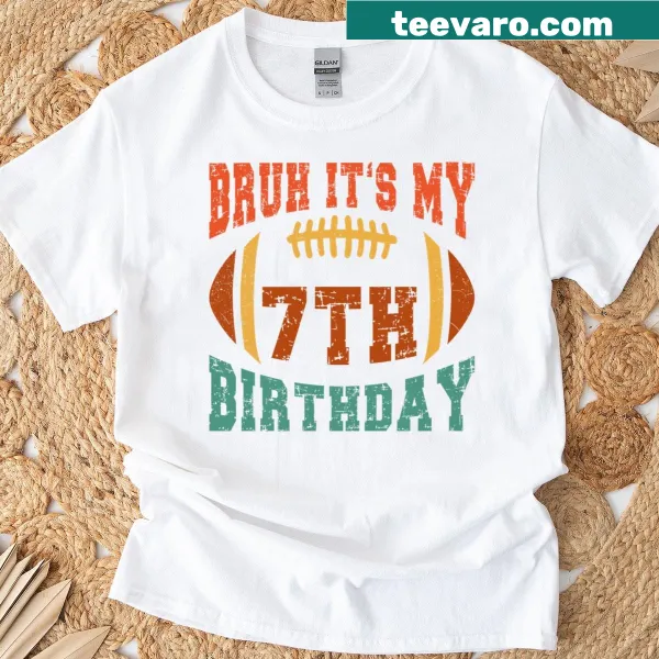 7th birthday shirt with a football theme