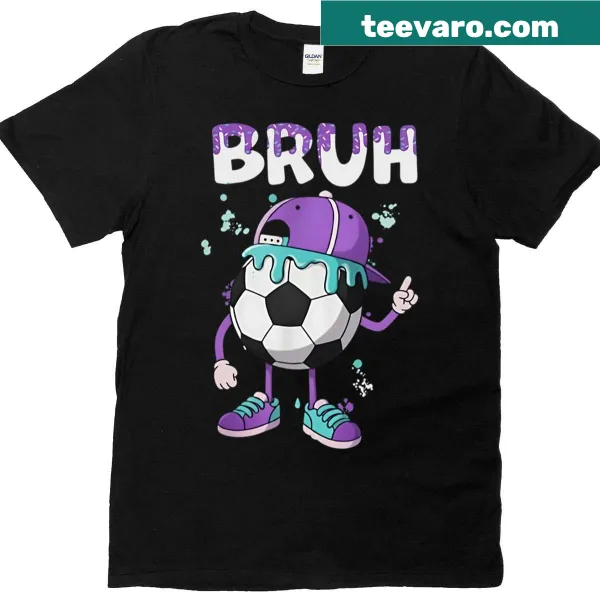 Cartoon T-shirt featuring a soccer ball and 'Bruh' text