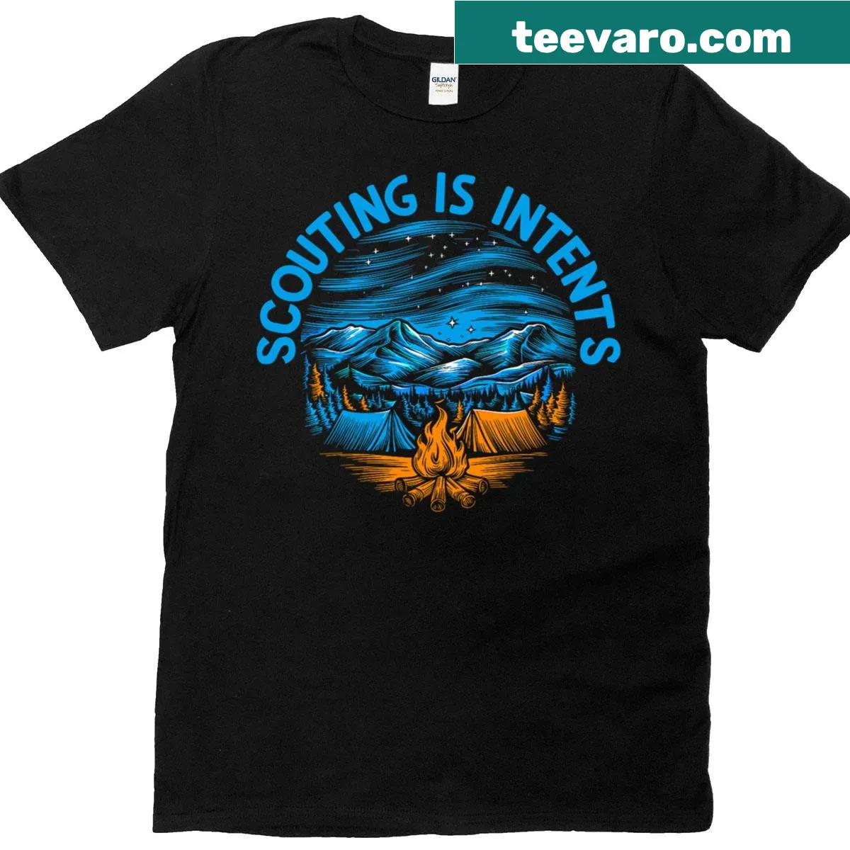 Humorous camping graphic T-shirt for outdoor enthusiasts — on a men's t-shirt