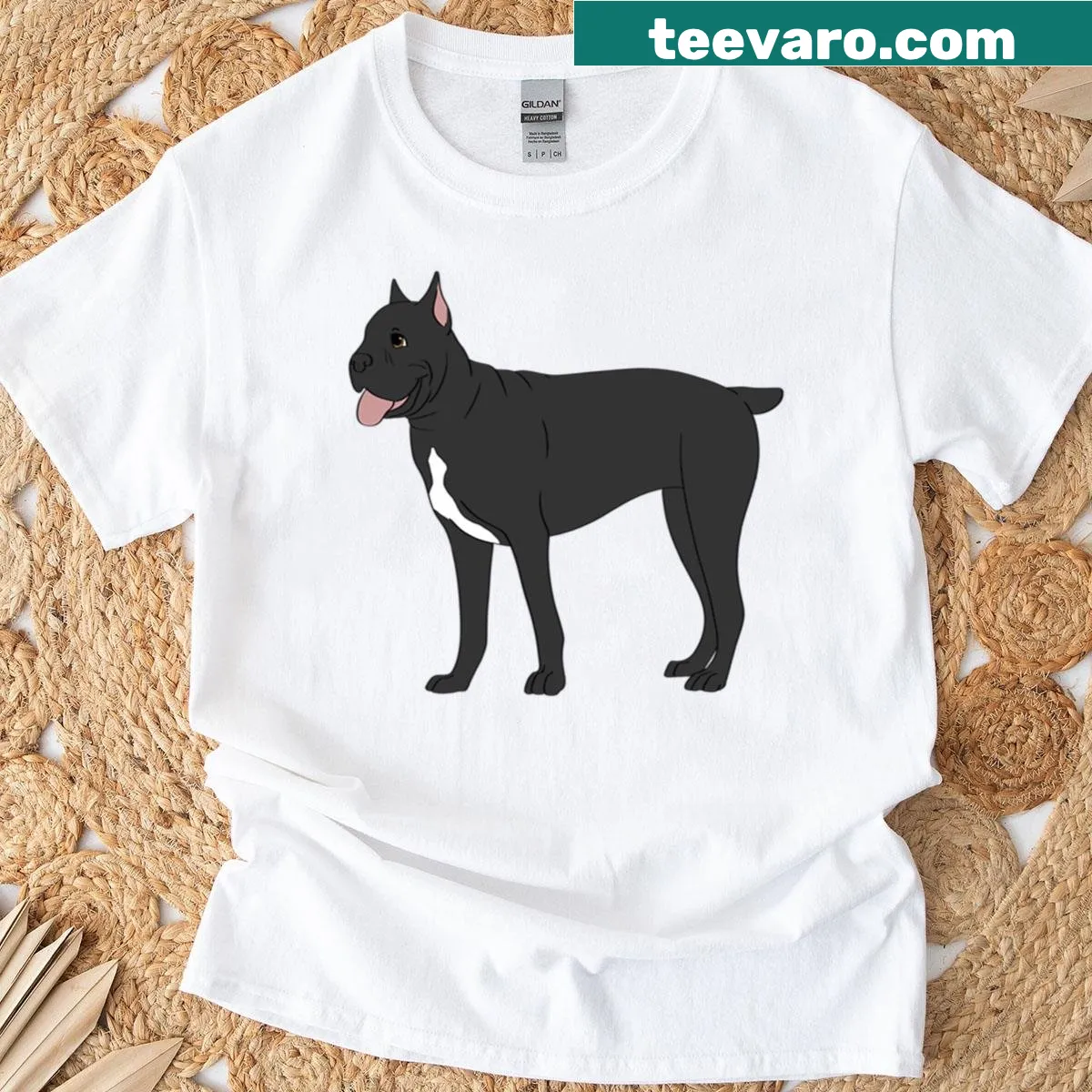 Artistic Cane Corso graphic on a t-shirt celebrating the breed — on a men's t-shirt