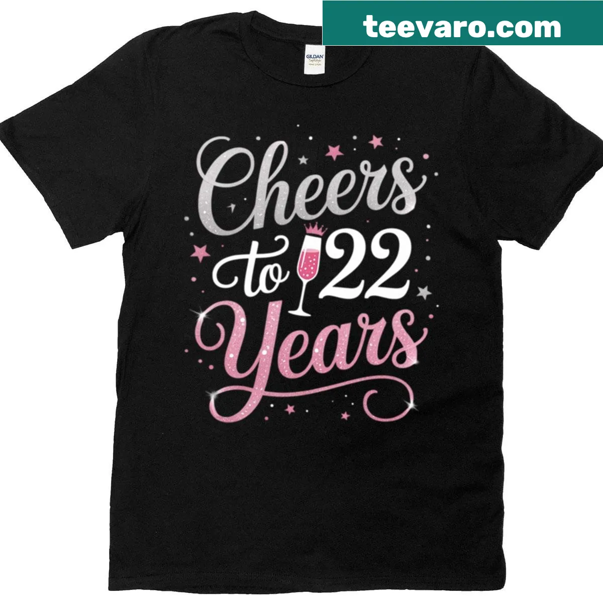 Birthday design celebrating 22 years with cheerful text — on a men's t-shirt